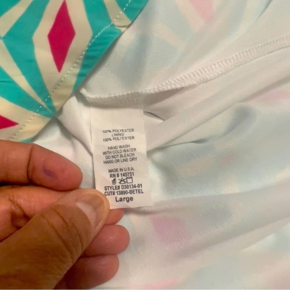 Pink Blush Geometric Print Dress  Size Large - Picture 7 of 9